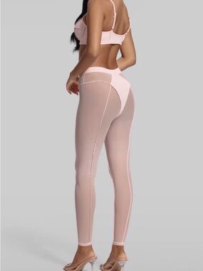 High-Rise Sheer Panel Leggings in Blush Pink